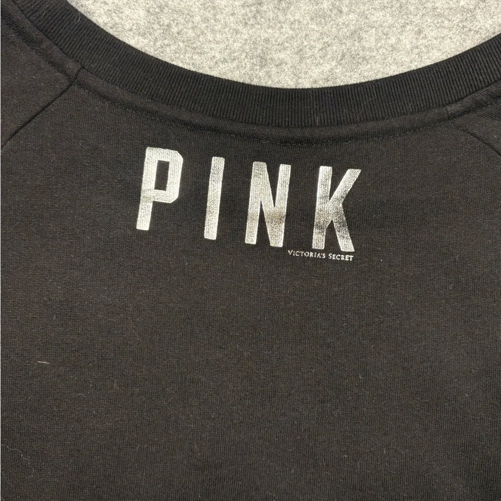 Vintage Victoria's Secret PINK Bling Sequin Sweatshirt Black Silver - Picture 4 of 5